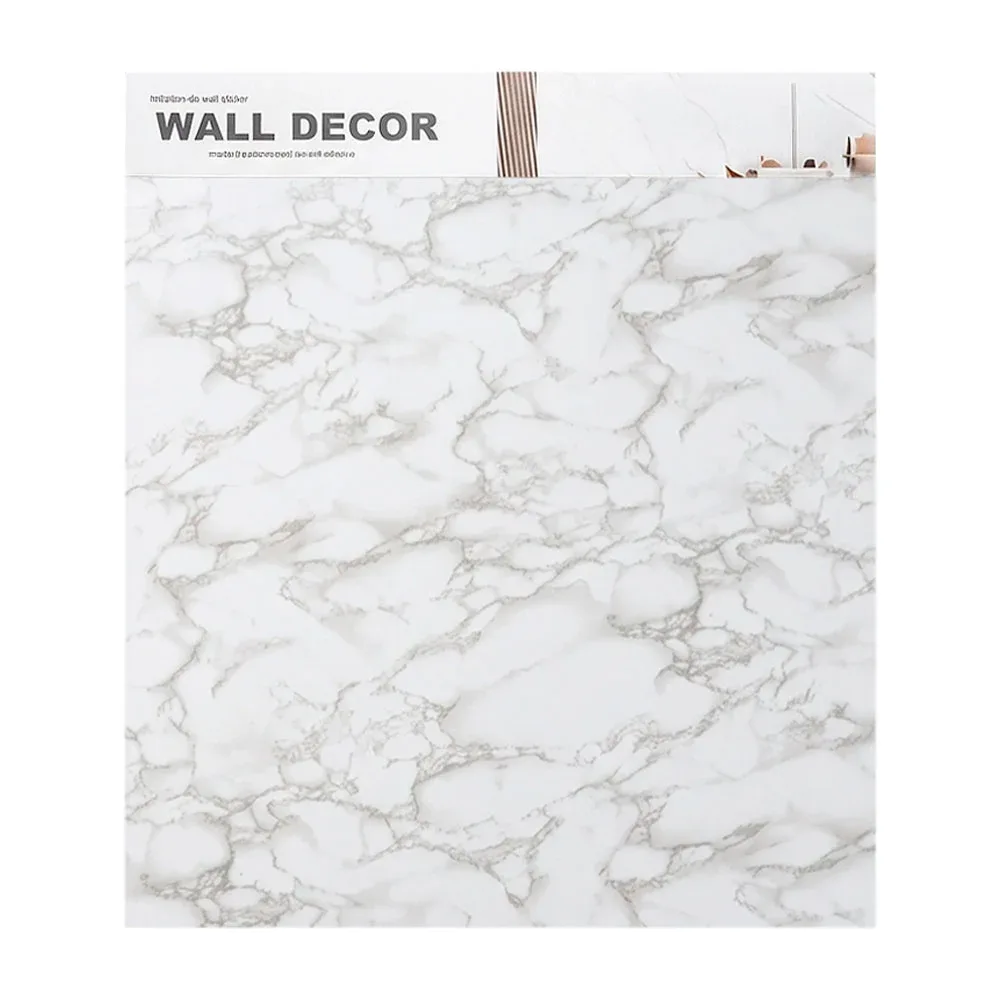 Paquete con 5 láminas de papel tápiz 60x60cm, tipo mármol blanco-gris